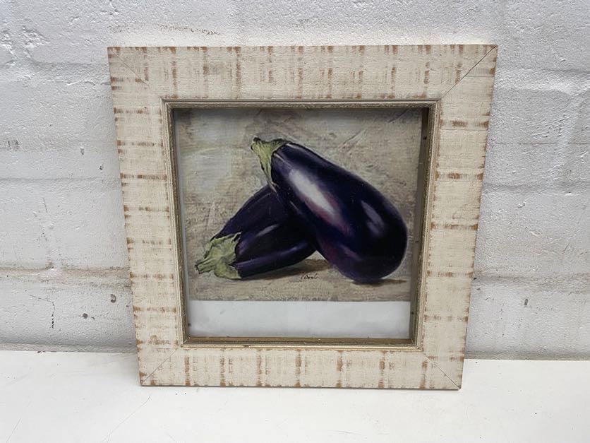 White Washed Picture Frame 40cm x 40cm (Eggplant print)