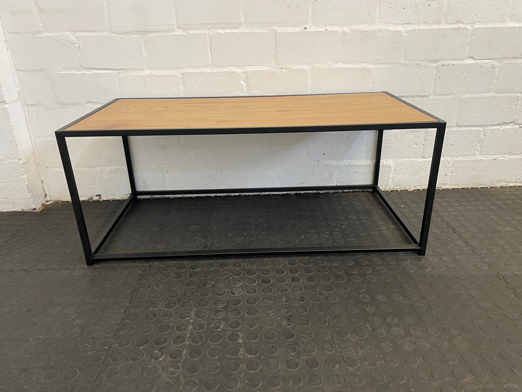 Black Steel Frame Wood Top Coffee Table 100cm x 50cm
