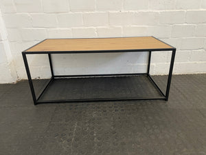 Black Steel Frame Wood Top Coffee Table 100cm x 50cm - PRICE DROP