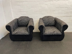 Black & Grey Material 1 Seater Couch