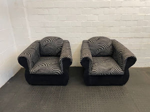 Black & Grey Material 1 Seater Couch