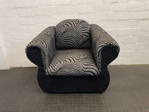 Black & Grey Material 1 Seater Couch