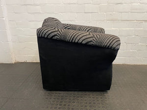 Black & Grey Material 1 Seater Couch