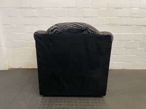 Black & Grey Material 1 Seater Couch