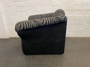 Black & Grey Material 1 Seater Couch