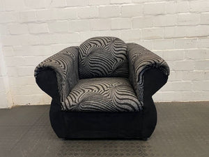 Black & Grey Material 1 Seater Couch