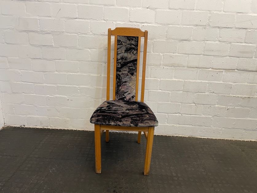 Pine And Black Print Suede Seat Dining Chair - PRICE DROP