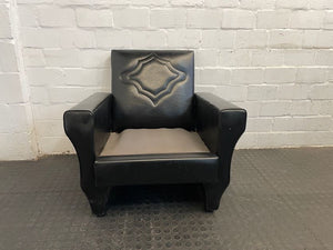 1960s Art Deco Black Pleather One Seater Couch (No Cushion)