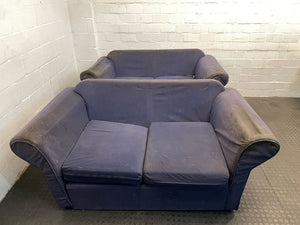 Blue 2 Seater Couch (Needs Repair) - REDUCED