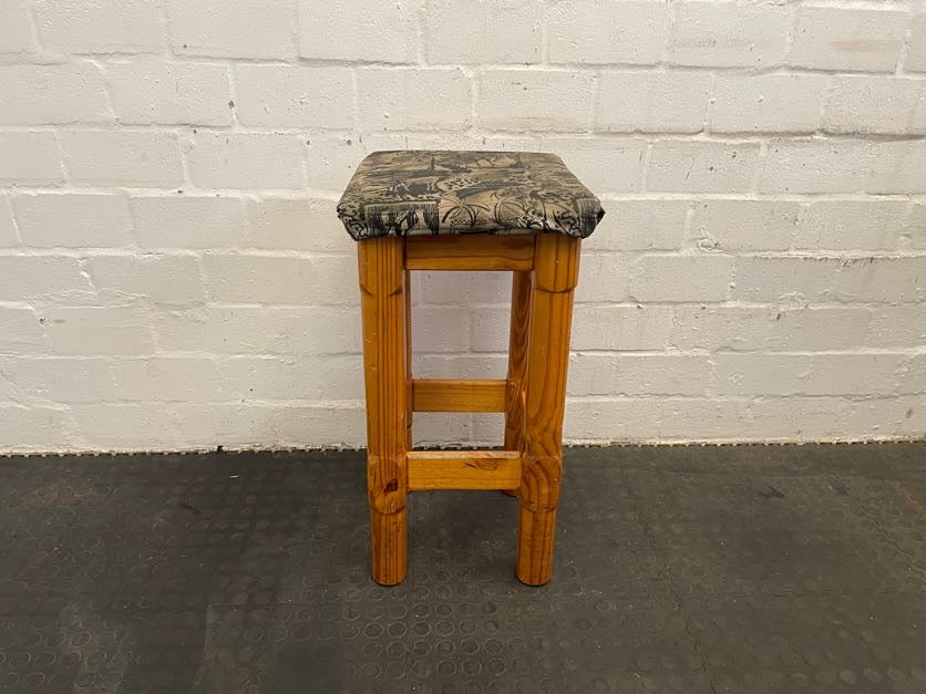 Wooden Bar Stool with Print Seat - PRICE DROP