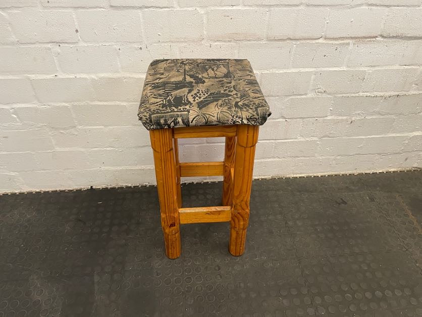 Wooden Bar Stool with Print Seat - PRICE DROP