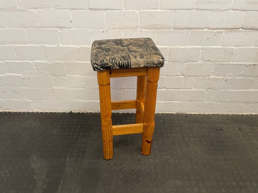 Wooden Bar Stool with Print Seat - PRICE DROP