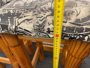 Wooden Bar Stool with Print Seat - PRICE DROP