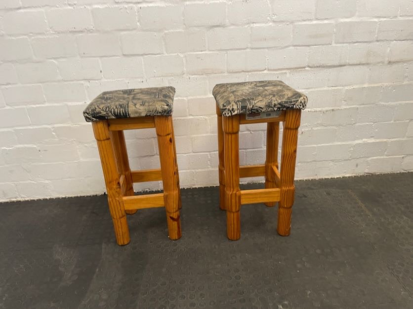 Wooden Bar Stool with Print Seat - PRICE DROP