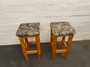 Wooden Bar Stool with Print Seat - PRICE DROP