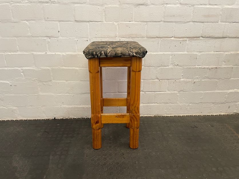 Wooden Bar Stool with Print Seat - PRICE DROP