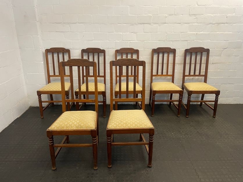 Wooden Dining Chairs with Yellow Material Seats - PRICE DROP