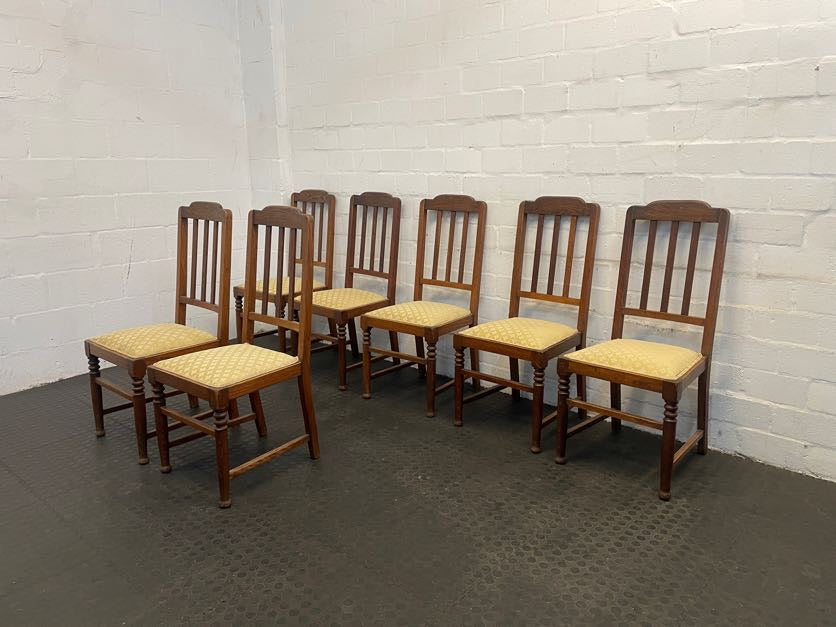 Wooden Dining Chairs with Yellow Material Seats - PRICE DROP