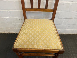Wooden Dining Chairs with Yellow Material Seats - PRICE DROP