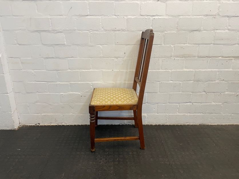 Wooden Dining Chairs with Yellow Material Seats - PRICE DROP