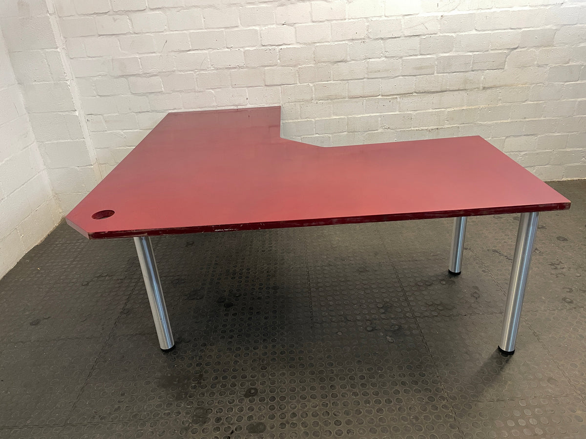 Cherry L-Shaped Desk 1200x800 (Diagonal corner Cut) - PRICE DROP