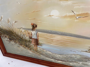 Little Girl on the Shore Framed Painting