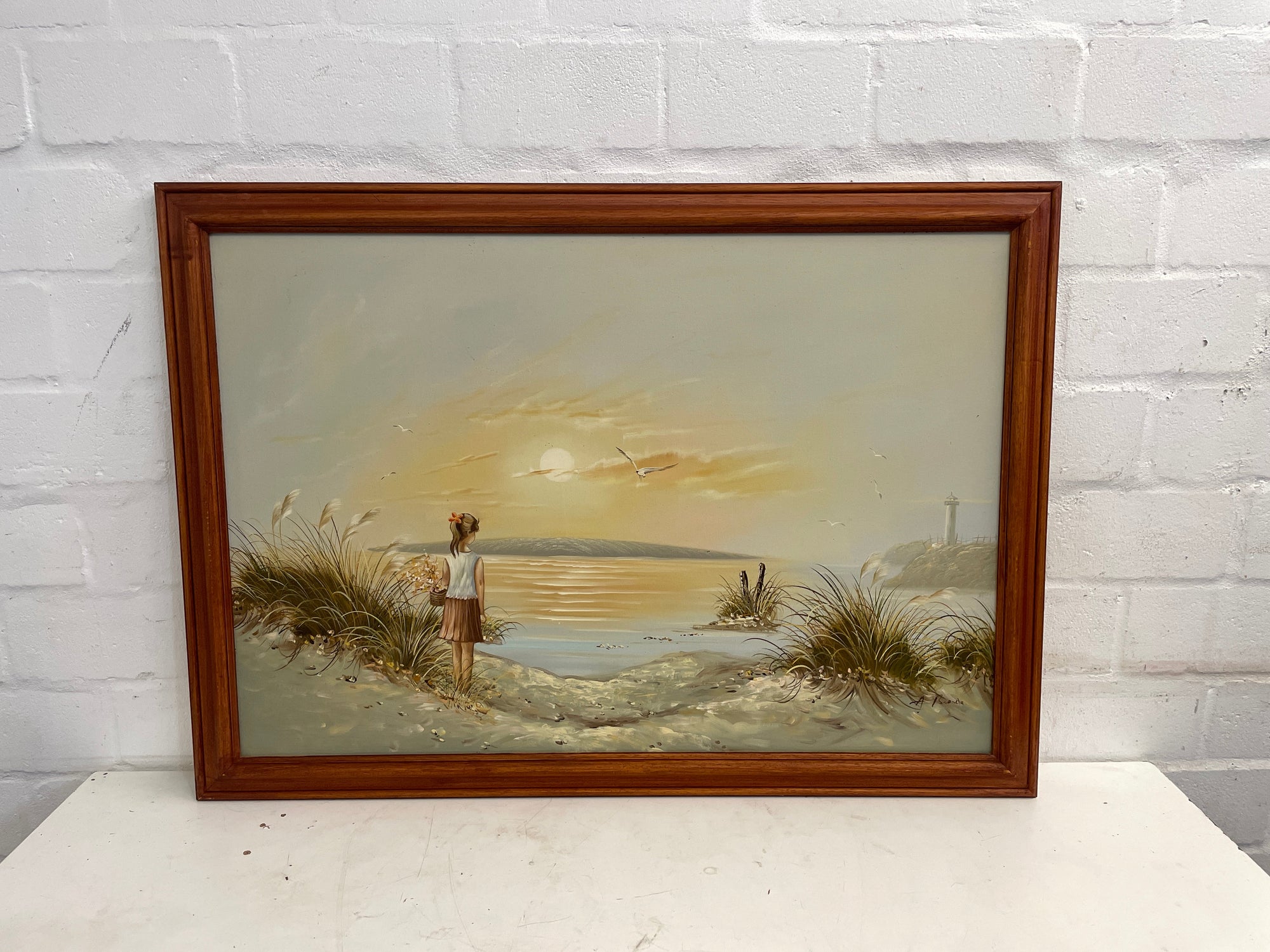 Little Girl on the Shore Framed Painting