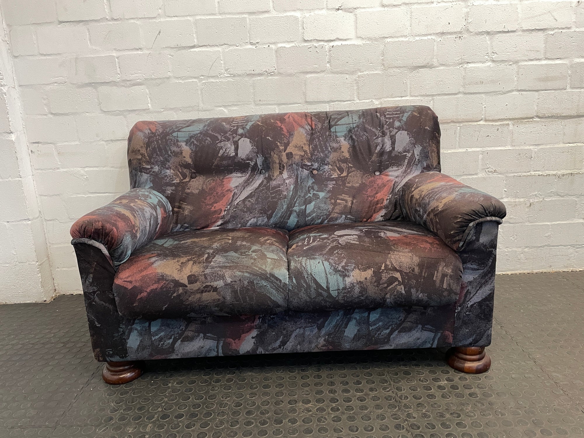 Blue Purple Velvet Two Seater Couch