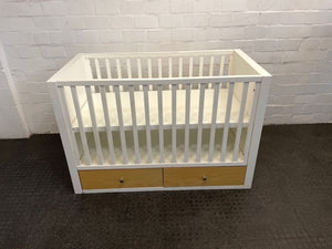 Neat White Cot with Storage Wood Drawers