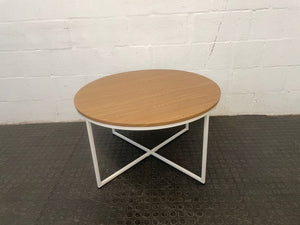 Round White Metal and Melomine Coffee Table - PRICE DROP