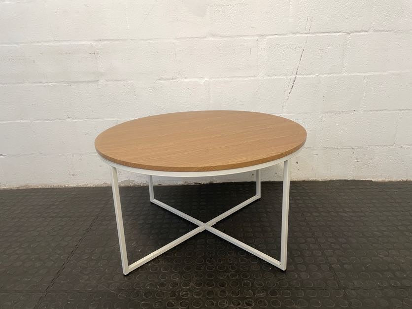 Round White Metal and Melomine Coffee Table