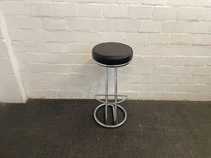 Black Pleather and Chrome base Modern Bar Stool - PRICE DROP