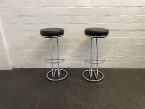 Black Pleather and Chrome base Modern Bar Stool - PRICE DROP