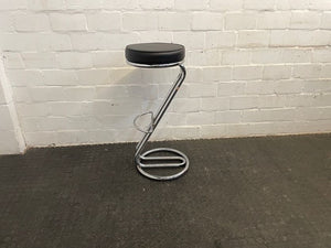 Black Pleather and Chrome base Modern Bar Stool - PRICE DROP