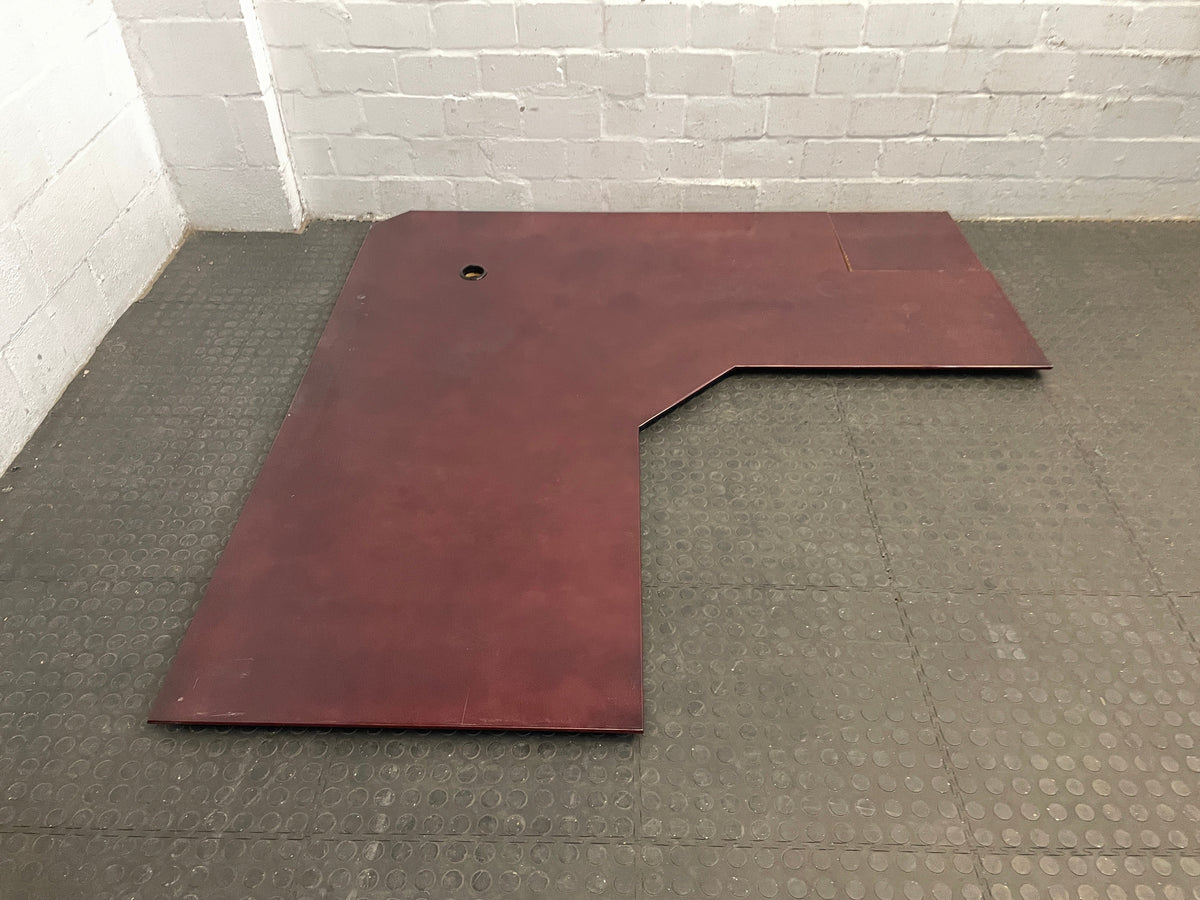 Cherry MDF Wood Desk Top (1.8m x 0.8m x 1.74m x 0.8m )-(One corner was reattached)