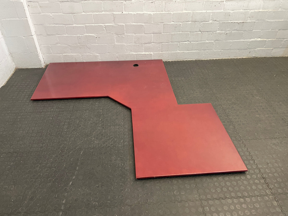 Cherry MDF Wood L-Shaped Desk Top (1.8m x 0.8m x 1.05m)-(Cut Out Corner)