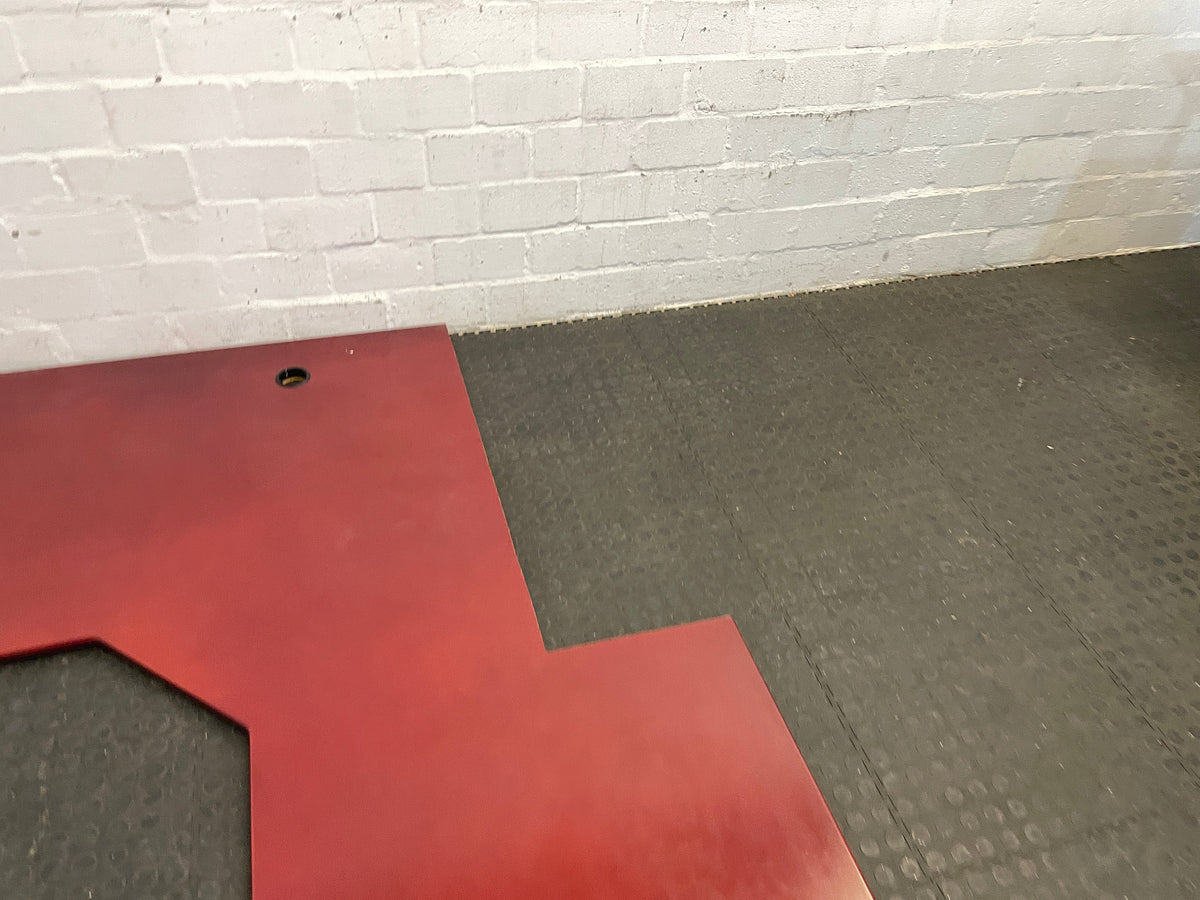 Cherry MDF Wood L-Shaped Desk Top (1.8m x 0.8m x 1.05m)-(Cut Out Corner)