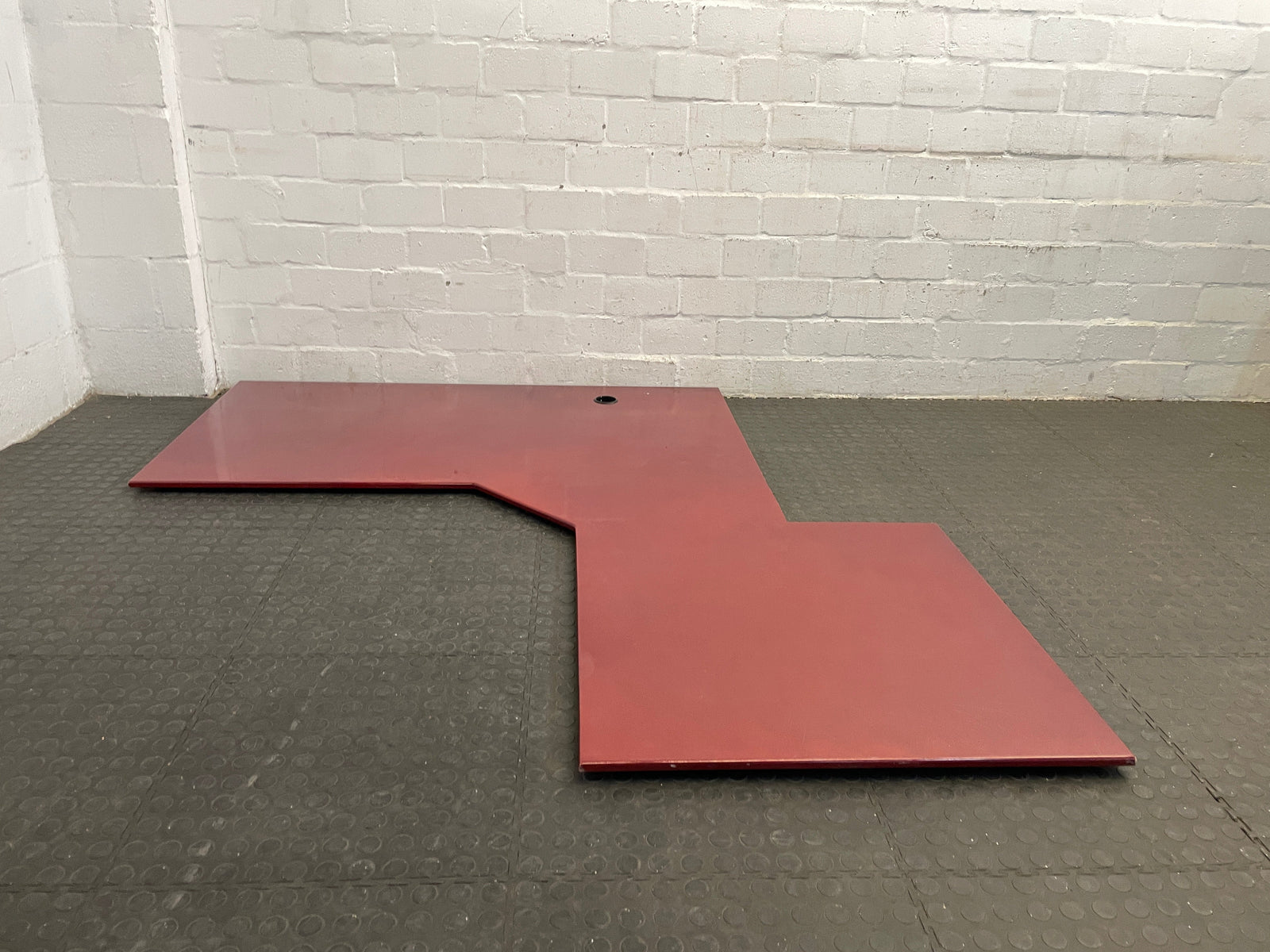 Cherry MDF Wood L-Shaped Desk Top (1.8m x 0.8m x 1.05m)-(Cut Out Corner)