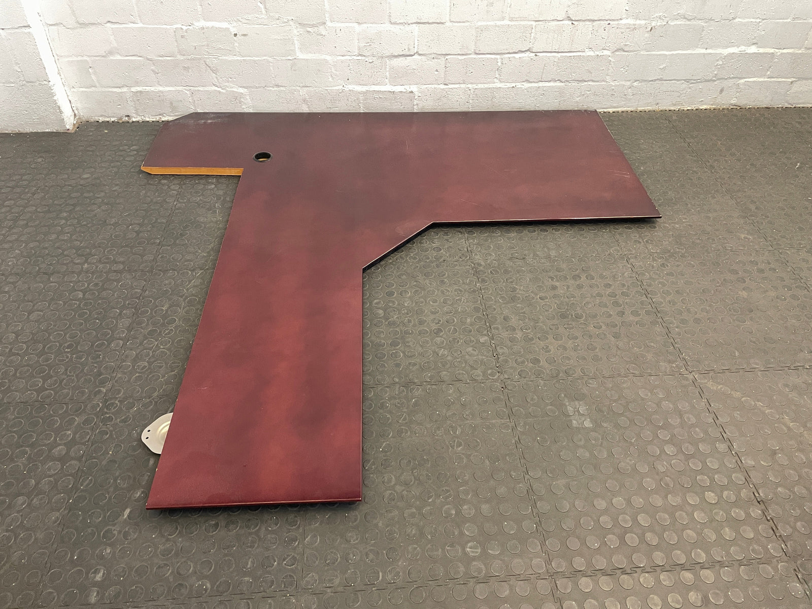 Cherry MDF Wood L-Shaped Desk Top (1.8m x 1.8m)-(one side cut/adjusted) - PRICE DROP