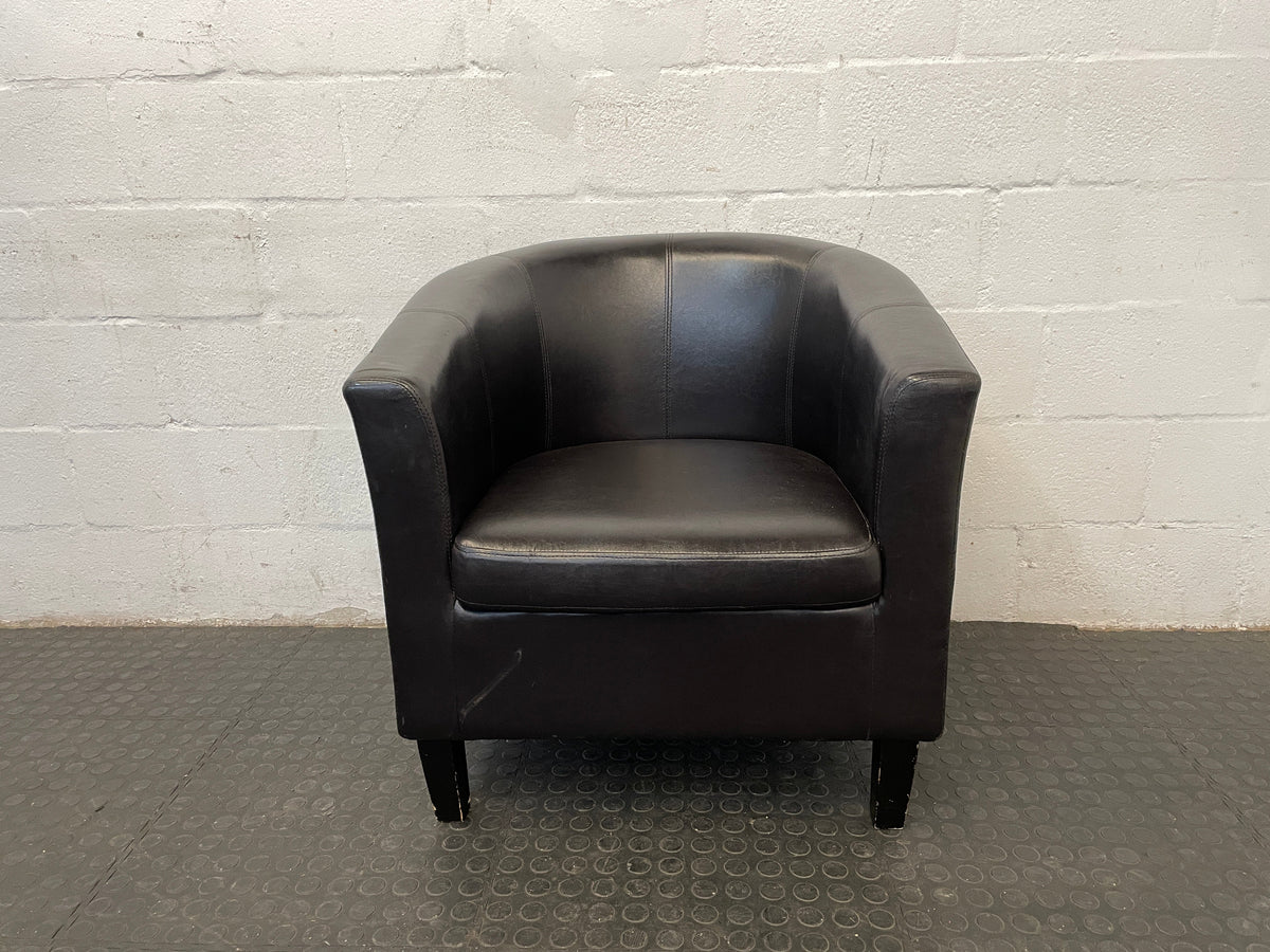 Brown Pleather Tub Chair - REDUCED