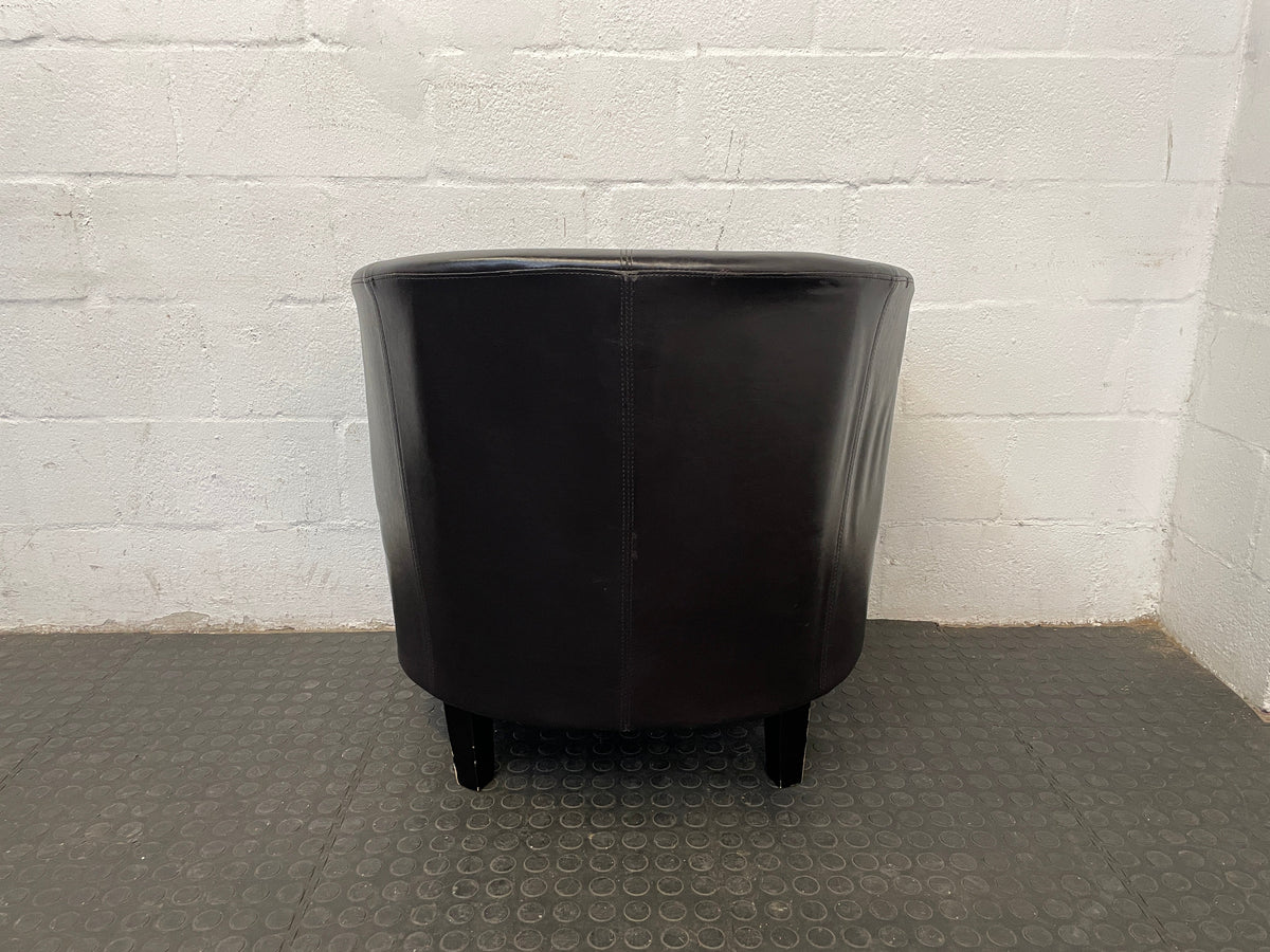 Brown Pleather Tub Chair - REDUCED