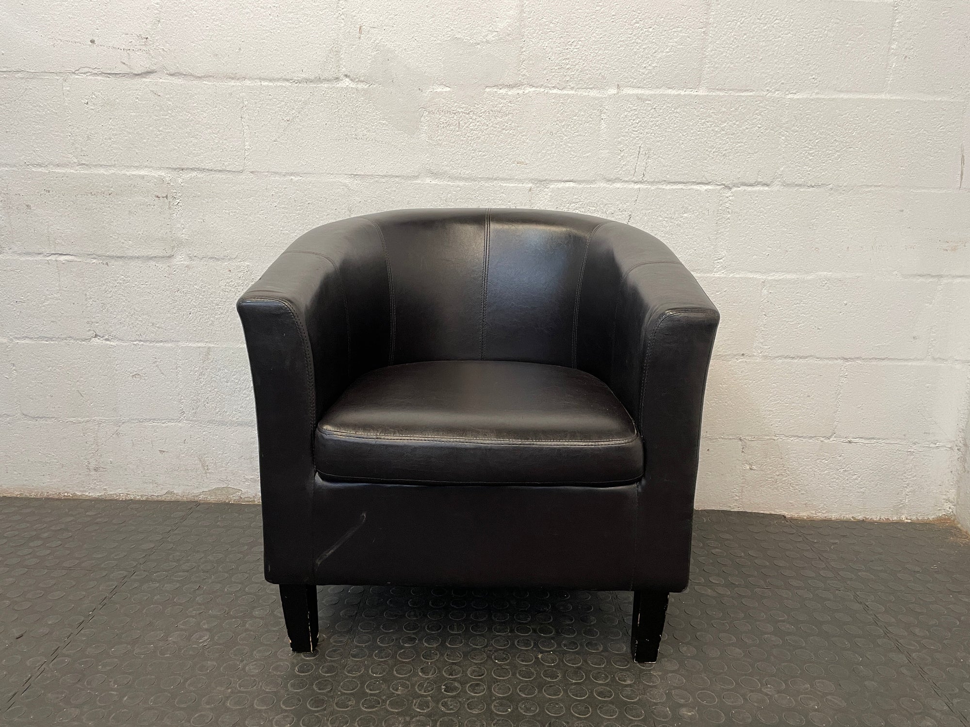 Brown Pleather Tub Chair