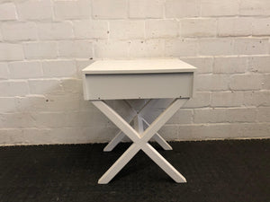 White Cross Drawer Bedside Table - PRICE DROP