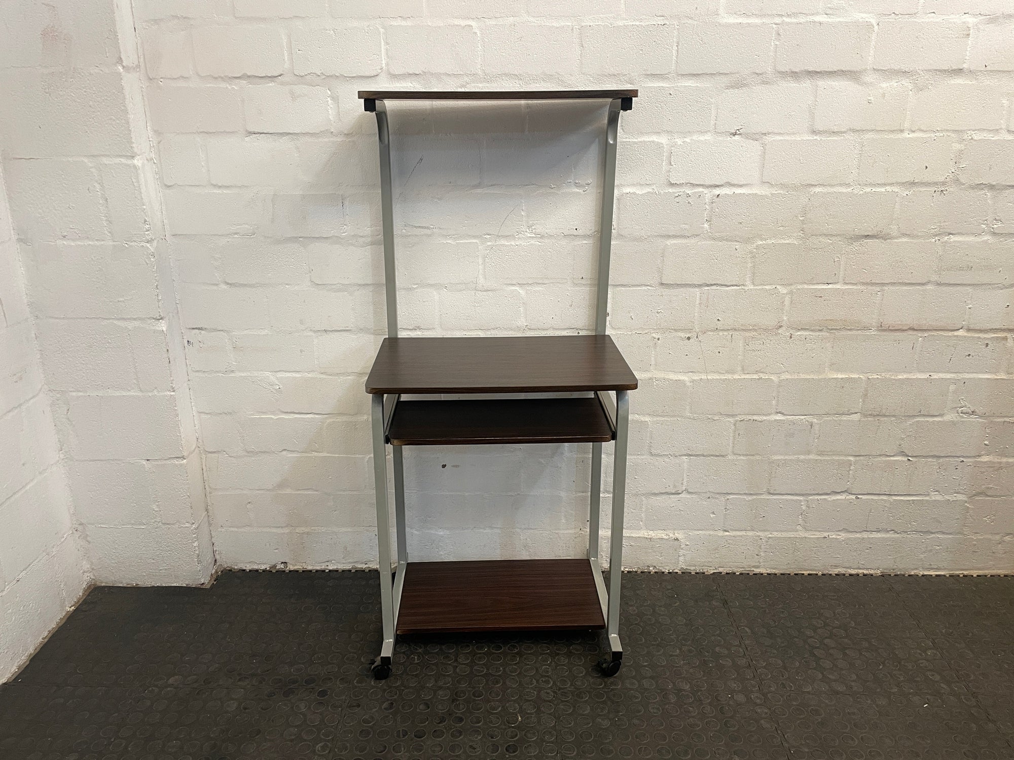 Small Brown and Silver Computer Desk
