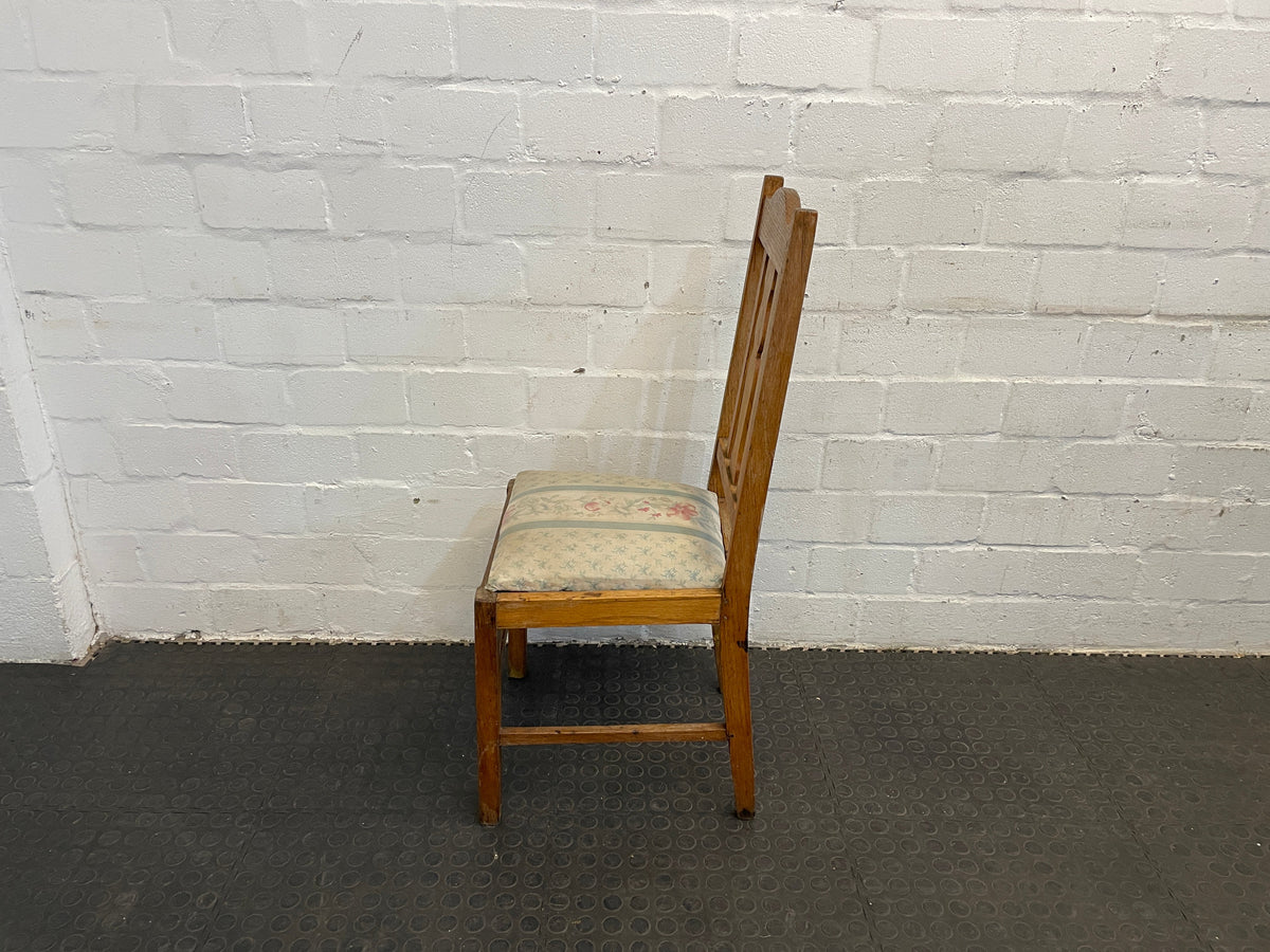 Wooden Floral Cushioned Dining Chair (Repaired Seat) - PRICE DROP - 2ndhandwarehouse.com