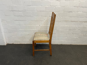 Wooden Floral Cushioned Dining Chair (Repaired Seat) - PRICE DROP