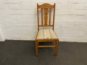 Wooden Floral Cushioned Dining Chair (Repaired Seat) - PRICE DROP