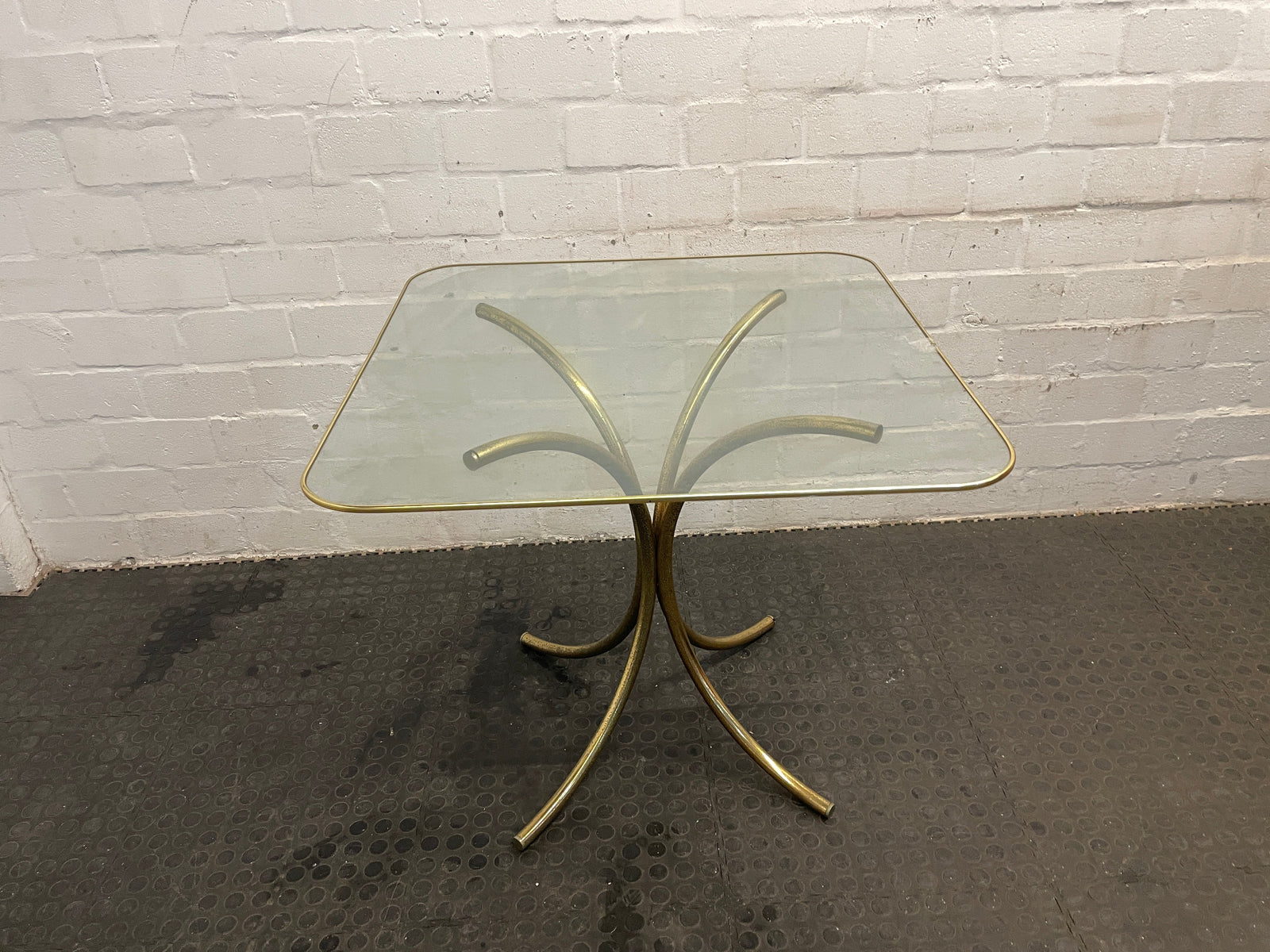 Glass Table Top with Gold Stand