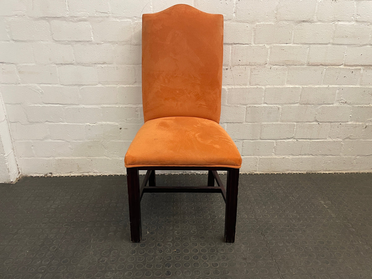 Suede Wooden Orange Material Dining Chair - PRICE DROP