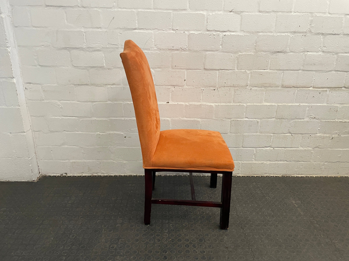 Suede Wooden Orange Material Dining Chair - PRICE DROP